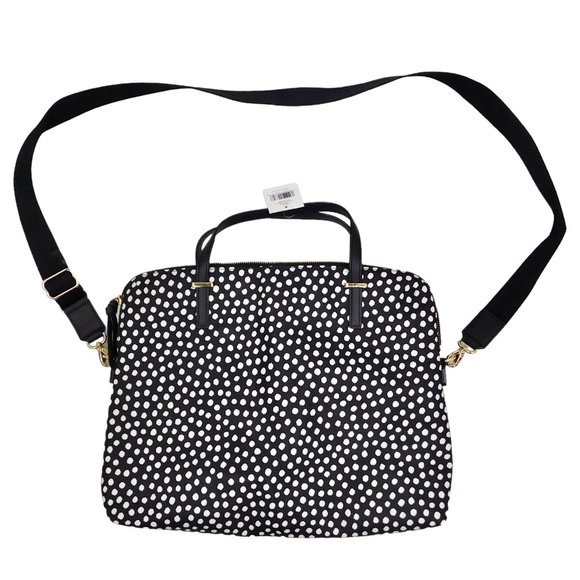 Kate Spade Laptop Bag Black White Adjustable Strap Daveney Wilson Rd Musical Dot - Picture 3 of 4